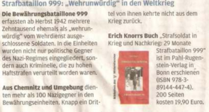 Erich Knorr mit seinem Buch über das Bewährungsbataillon 999 