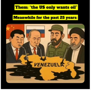 Seit 25 Jahren sagen Sie, Russland, China, Iran und Kuba:"Wir wollen nur euer Öl", 