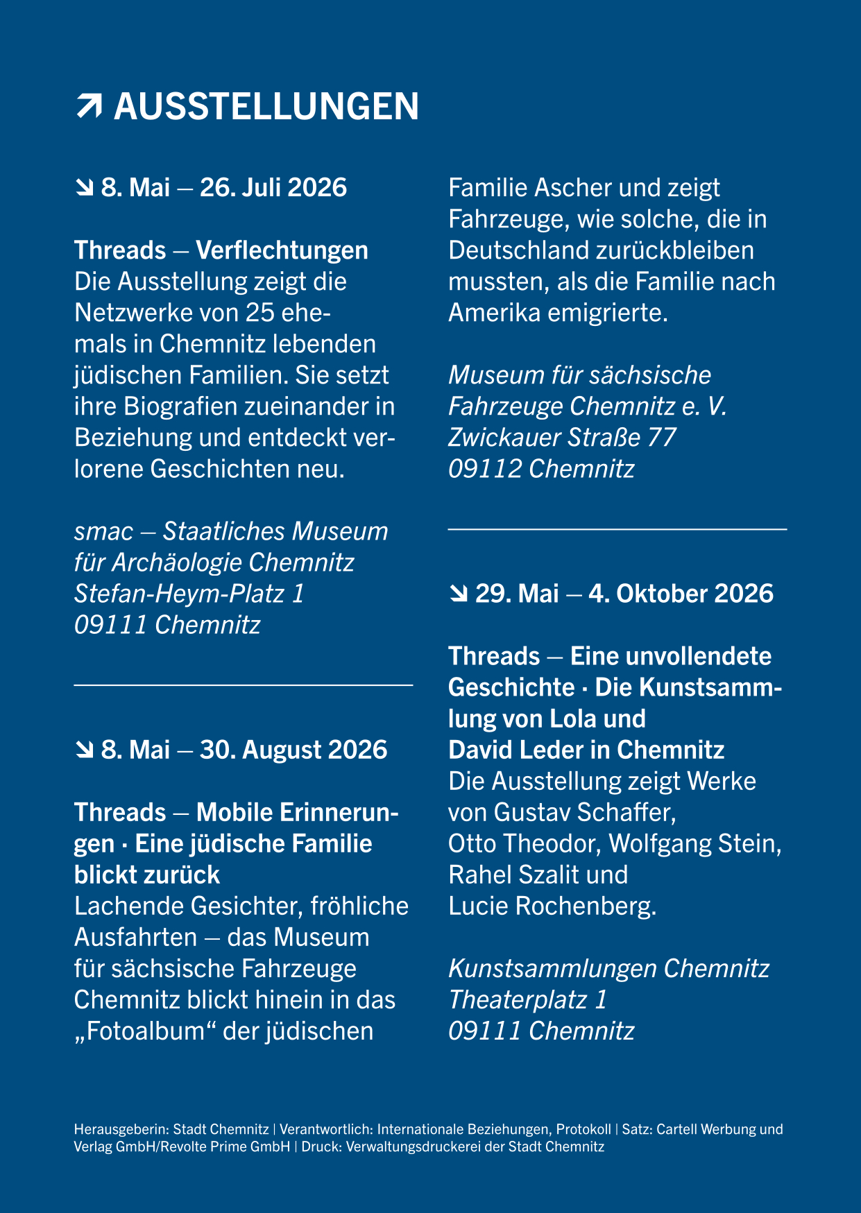 Ausstellungen zur Stolpersteinverlegung 2026 - Ausstellungen in Chemnitz